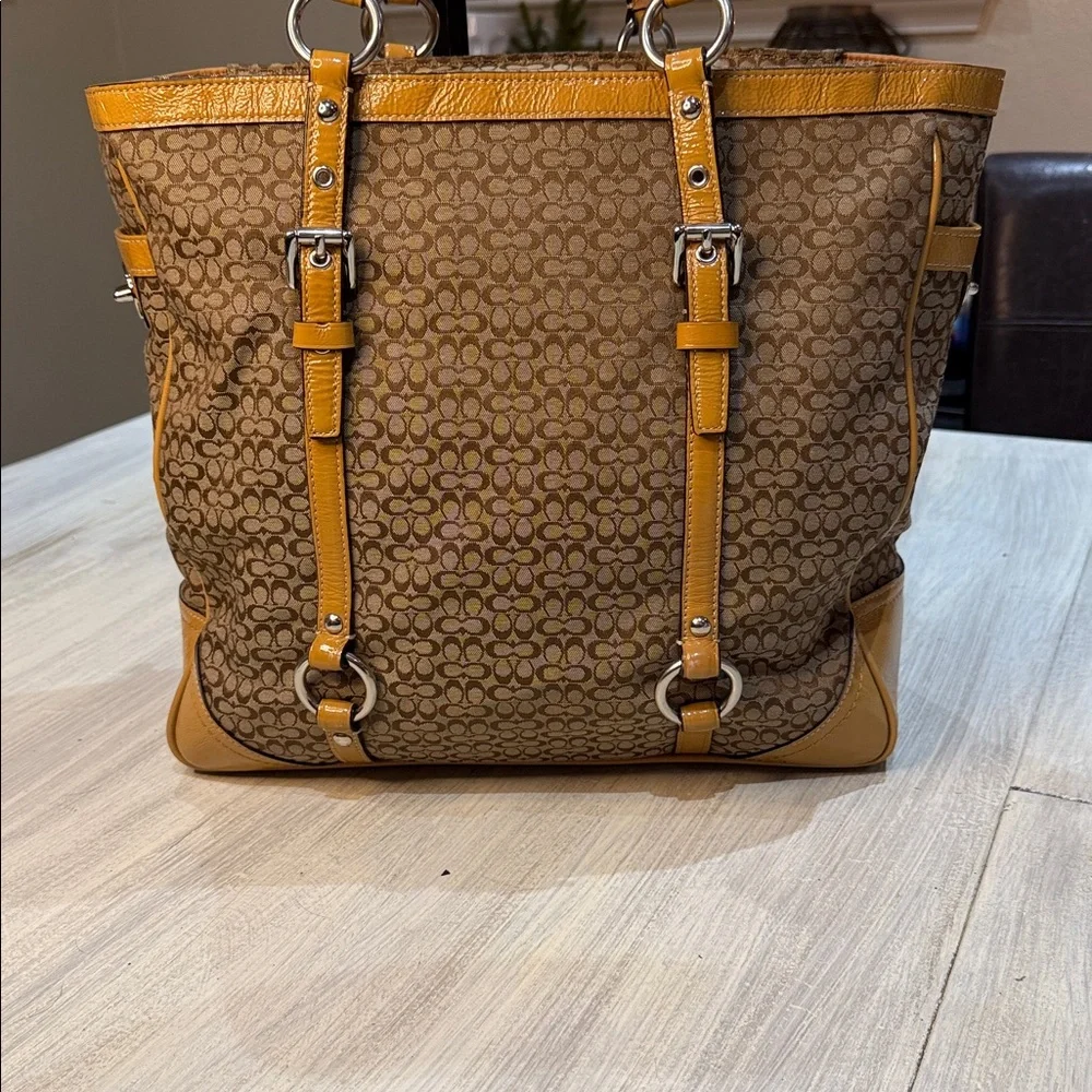 Coach Soho Mini C monogram Tan and Brown Tote Bag
